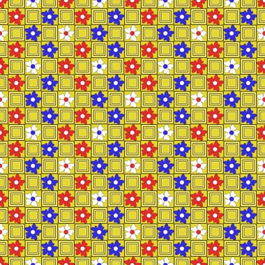 Geometrik şekillerle sorunsuz vektör çiçek Çizim. Karalama defteri için tasarım öğeleri. Duvar kağıtları, dolgular resimleri, arka plan, yüzey için kullanılabilir
