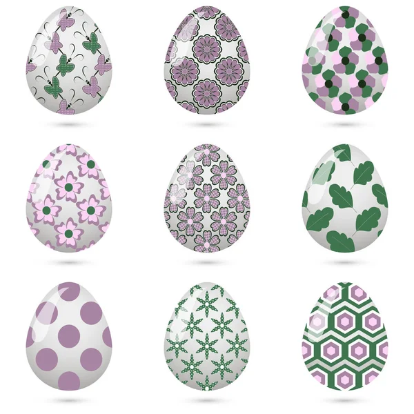 Ensemble vectoriel d'œufs teints de Pâques — Image vectorielle
