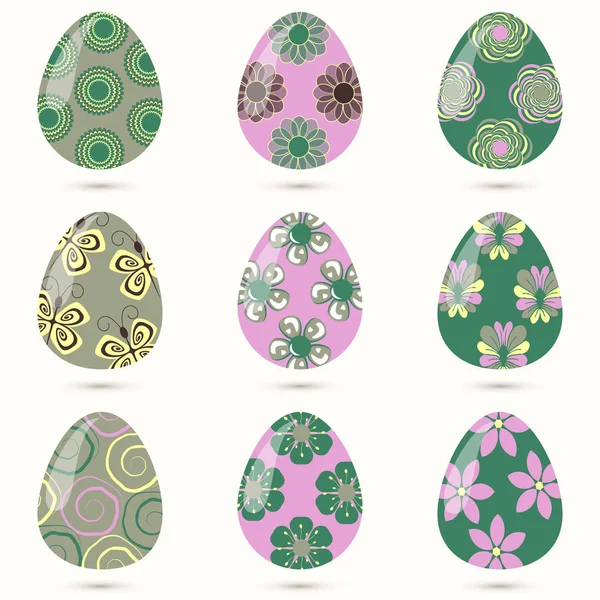 Set vettoriale di uova tinte di Pasqua — Vettoriale Stock