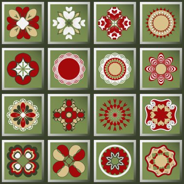 Vektör tasarım öğeleri kümesi. Dekoratif çiçek, soyut logo simgeler