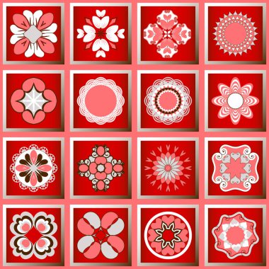 Vektör tasarım öğeleri kümesi. Dekoratif çiçek, soyut logo simgeler