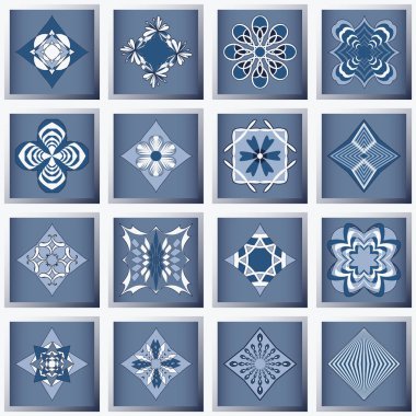 Vektör tasarım öğeleri kümesi. Dekoratif çiçek, soyut logo simgeler