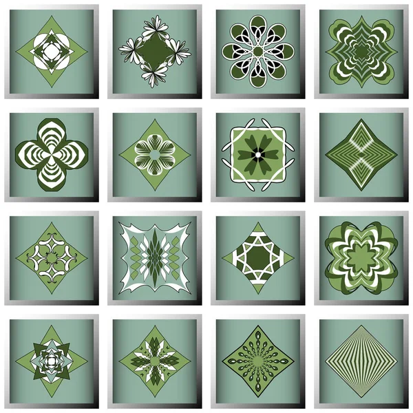 Conjunto de elementos de diseño vectorial. Flores decorativas, iconos abstractos del logotipo — Archivo Imágenes Vectoriales