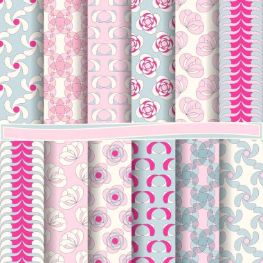 Dekoratif çiçek, şekiller ve tasarım öğeleri için karalama defteri kağıdına soyut vektör kümesi