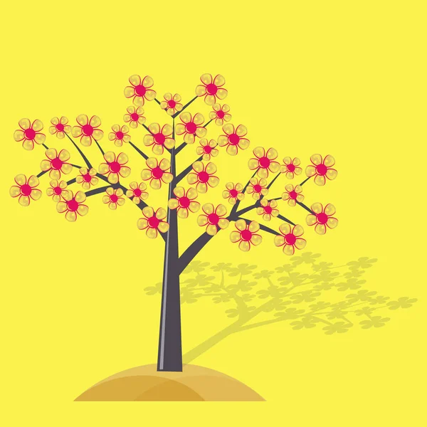 Ilustração vetorial. Árvore de floração decorativa abstrata — Vetor de Stock