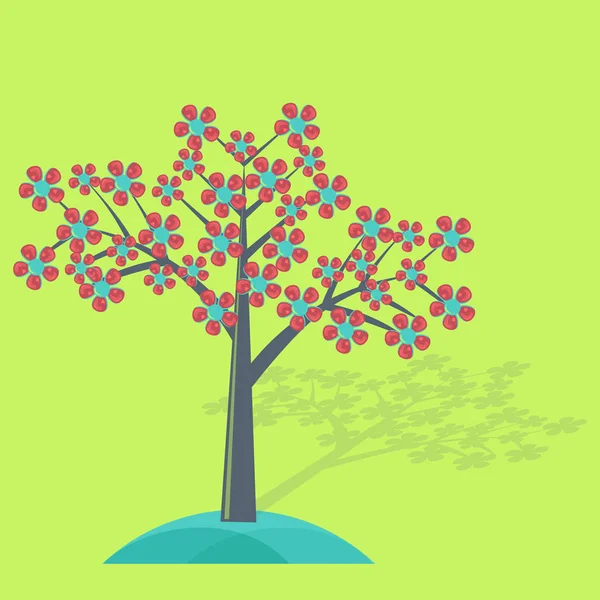 Vector illustration. Abstract decorative flowering tree — Stock Vector