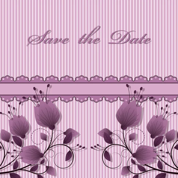 Vector flower card, save the date template — Stock Vector