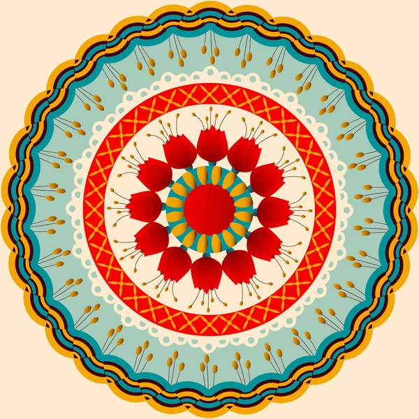 Vector circular mandala patrón de formas abstractas y flores decorativas — Archivo Imágenes Vectoriales