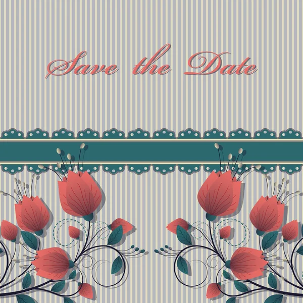 Διάνυσμα κάρτα λουλούδι, Αποθήκευση προτύπου ημερομηνία — Διανυσματικό Αρχείο