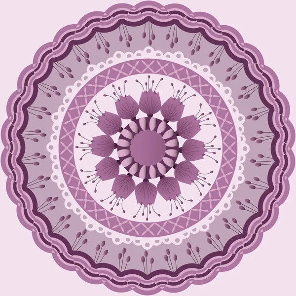 Vector circular mandala patrón de formas abstractas y flores decorativas — Archivo Imágenes Vectoriales