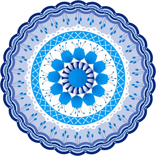 Vector Circular Mandala Pattern Abstract Forms Decorative Flowers — Stock Vector