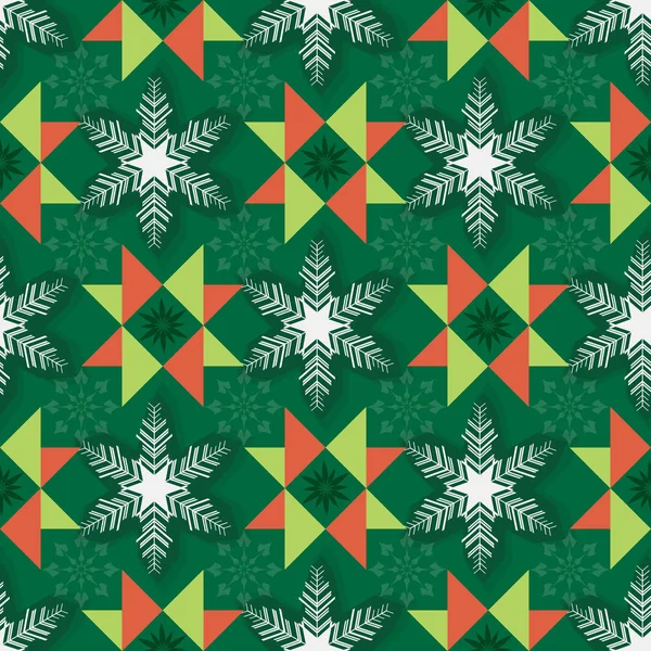 Nahtlose Weihnachtsvektorhintergrund Geometrische Formen Schneeflocken — Stockvektor