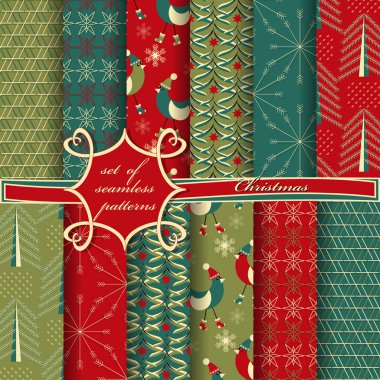 Kusursuz Noel çizimleri seti. Noel sembolleri ve Noel tasarımının unsurları içeren soyut vektör kağıdı