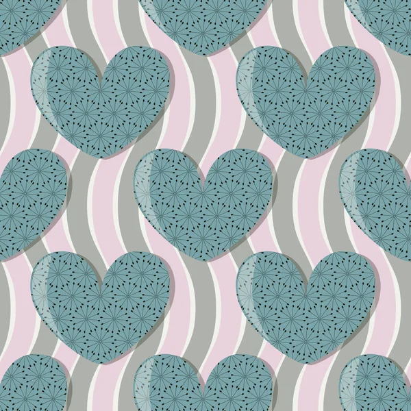 Pattern Painted Hearts Seamless Vector Valentines Day Illustration — Stock Vector