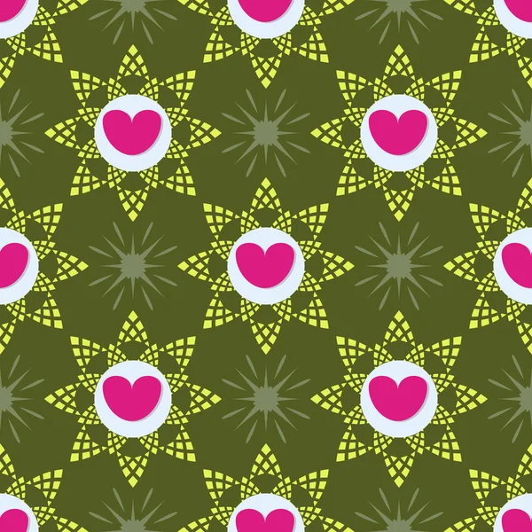 Valentine Day Pattern Seamless Vector Background Abstract Shape Hearts Can — Stock Vector