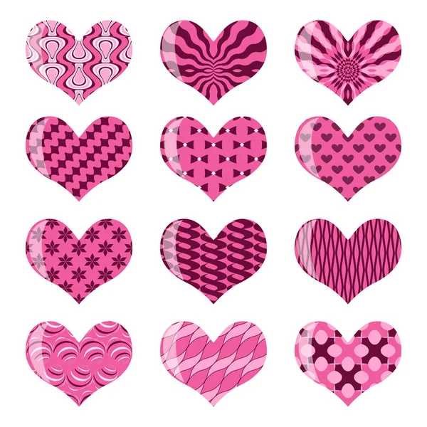 Набір Абстрактних Декоративних Сердець Векторна Ілюстрація Дня Валентинки Елементи Дизайну Векторна Графіка