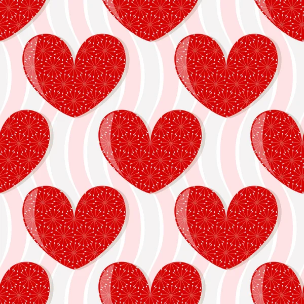 Patroon Van Geschilderde Harten Naadloze Vector Valentijnsdag Illustratie — Stockvector