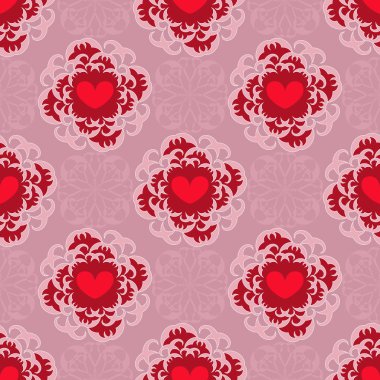 Sevgililer Günü deseni. Soyut şekilli kusursuz vektör arkaplan, kalpler. Duvar kağıtları, resimler, web sayfası, arkaplan, yüzey için kullanılabilir