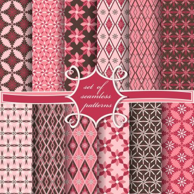 Dekoratif çiçekleri, geometrik şekilleri ve dekorasyon için tasarım elementleri olan kusursuz soyut vektör kağıtları.