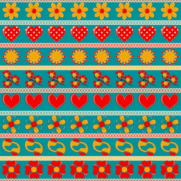 Herz Blumen Abstrakte Formen Valentinstag Nahtlose Vektorillustration — Stockvektor