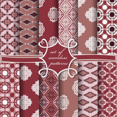 Soyut geometrik şekillere ve dekorasyon için tasarım elemanlarına sahip pürüzsüz vektör kağıdı kümesi