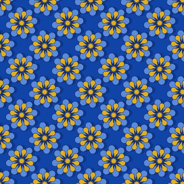 Kusursuz vektör çiçekli arka plan. Soyut şekiller, dekoratif geometrik çiçekler. Duvar kağıtları, resimler, web sayfası, arkaplan, yüzey için kullanılabilir