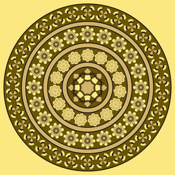 Ilustración Vectorial Patrón Circular Formas Abstractas Flores Decorativas — Archivo Imágenes Vectoriales