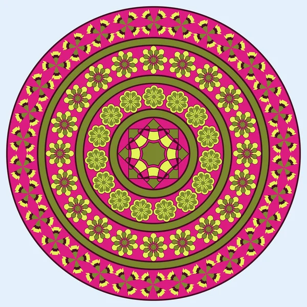 Vektorové Ilustrace Kruhově Abstraktní Tvary Dekorativní Květiny — Stockový vektor