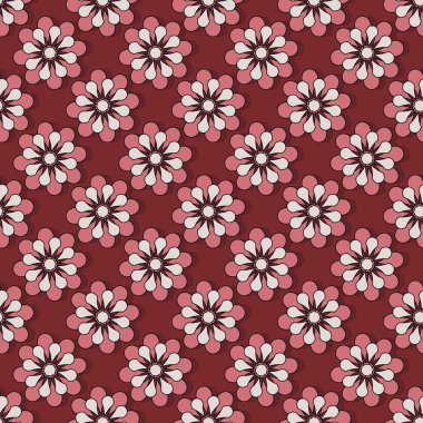 Kusursuz vektör çiçekli arka plan. Soyut şekiller, dekoratif geometrik çiçekler. Duvar kağıtları, resimler, web sayfası, arkaplan, yüzey için kullanılabilir
