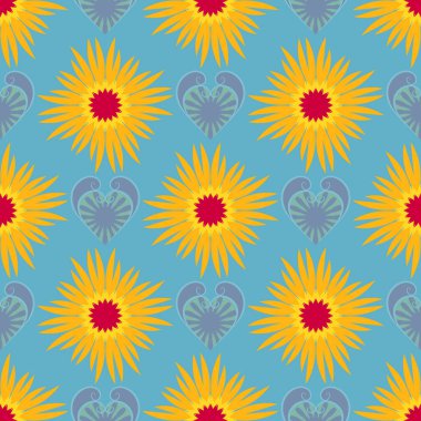 Sevgililer günün kutlu olsun. Sorunsuz vektör çizim. Dekoratif süs çiçek kalple