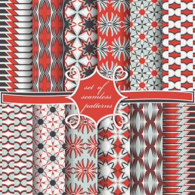 Soyut geometrik şekillere ve dekorasyon için tasarım elemanlarına sahip pürüzsüz vektör kağıdı kümesi