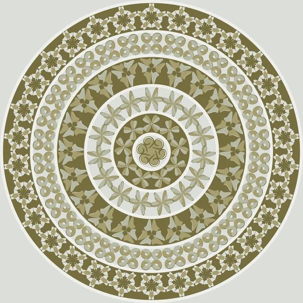 Ilustración Vectorial Patrón Circular Formas Abstractas Flores Decorativas — Archivo Imágenes Vectoriales