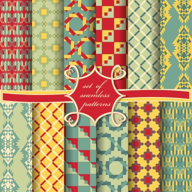 Soyut geometrik şekillere ve dekorasyon için tasarım elemanlarına sahip pürüzsüz vektör kağıdı kümesi