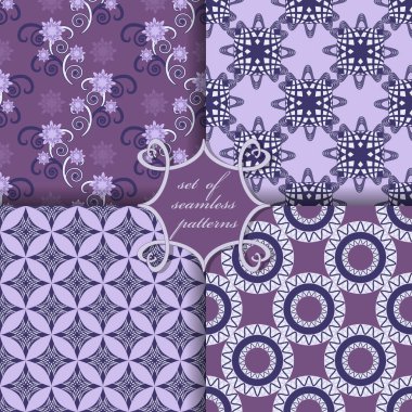 Soyut geometrik şekilleri, dekoratif çiçekleri ve dekorasyon için tasarım elemanlarını içeren pürüzsüz vektör kağıdı seti