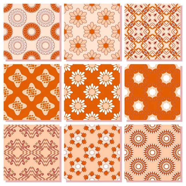 抽象的な幾何学的形状の装飾花 円形のパターンと装飾のためのデザイン要素を持つシームレスベクトル紙のセット — ストックベクタ