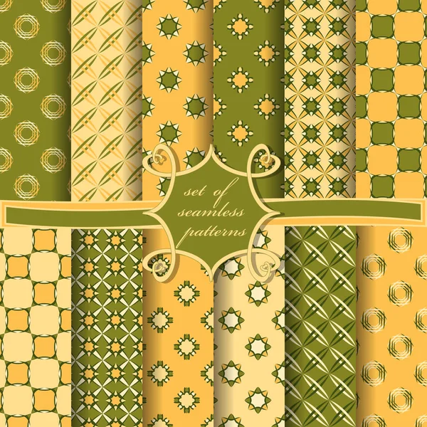 抽象的な幾何学的形状の装飾花と装飾のためのデザイン要素を持つシームレスベクトル紙のセット — ストックベクタ