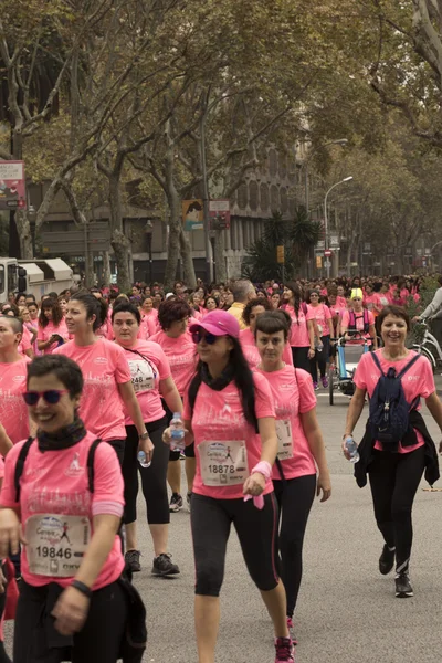 Breast Cancer Awareness Run in Barcelona. — Stock Photo, Image