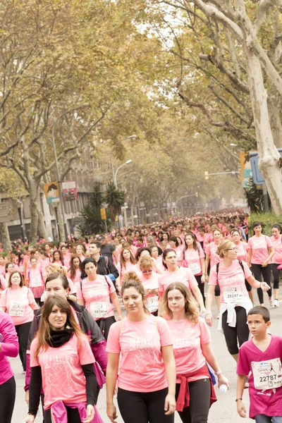 Brustkrebs-Aufklärungslauf in Barcelona. — Stockfoto