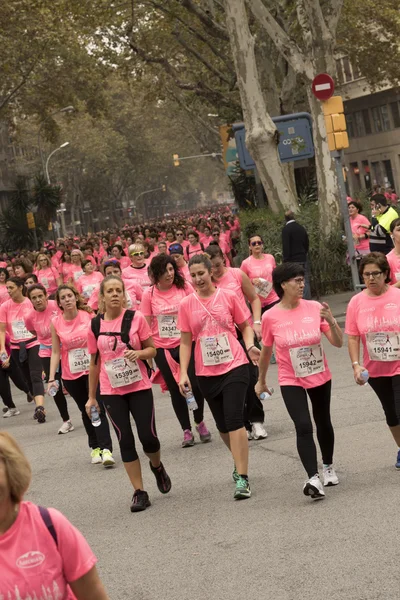 Brustkrebs-Aufklärungslauf in Barcelona. — Stockfoto