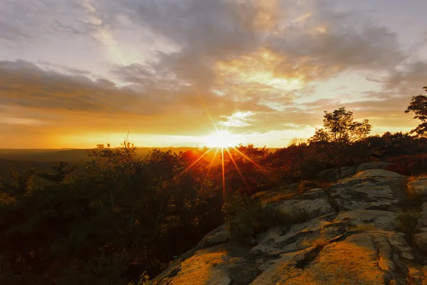 Vista Del Tramonto Una Cima Montagna — Foto Stock