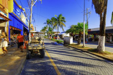 Mujeres Adası. Meksika - 4 Kasım 2016: Karayip Denizi 'ndeki Kadınlar Adası' nın Yucatn Yarımadası 'nın yaklaşık 13 kilometre açığındaki sokak manzarası.