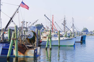 Celile, Rhode Island, ABD-Mayıs 11,2017: Celile Rhode Island en büyük balıkçılık filo için bir evim.