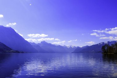 Bavyera Alp Gölü 'nün güzel manzarası