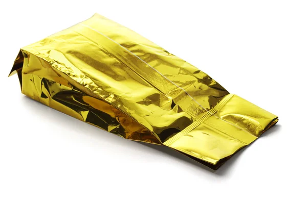 Golden Yellow Aluminum Pouch — Stock Photo, Image