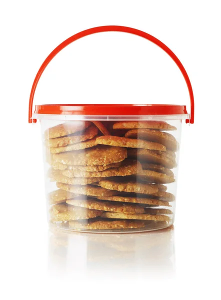 Pliki cookie w plastikowym pojemniku — Zdjęcie stockowe
