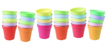 renkli plastik saksı