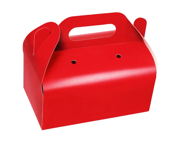 Kırmızı paket servisi olan restoran pasta kutusu — Stok fotoğraf