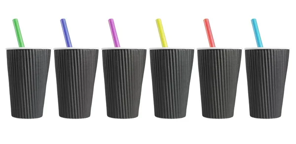 Row of Black Coffee Cups — Stock Photo, Image
