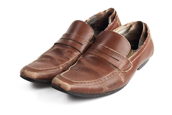 Oud bruin lederen schoenen — Stockfoto