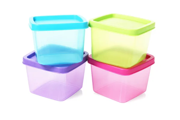Kleurrijke vierkant Plastic Containers — Stockfoto